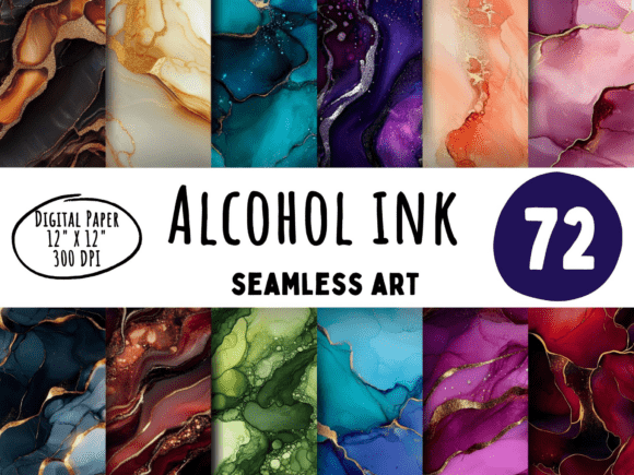 72 Alcohol Ink Seamless Patterns Digital