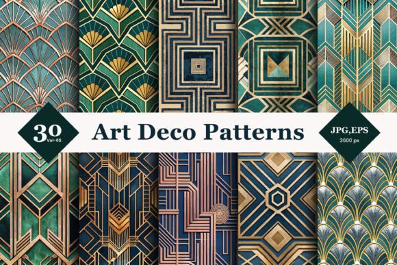 Art Deco Style Seamless Patterns 05