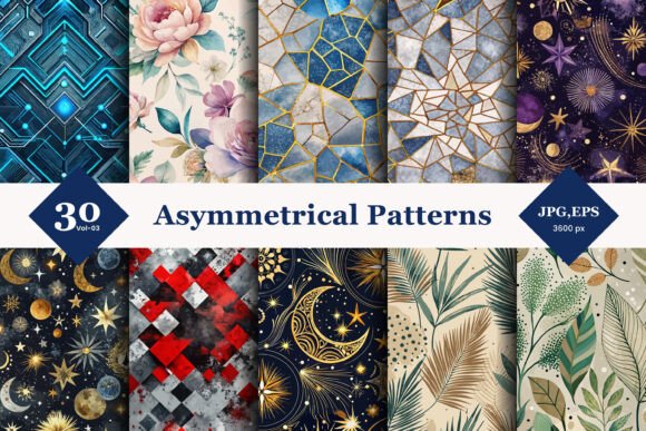 Asymmetrical Style Seamless Patterns 03