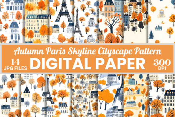 Autumn Paris Skyline Cityscape Patterns