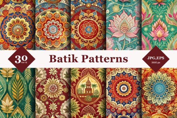 Batik Style Seamless Patterns 12: Digital Heritage for Modern Design