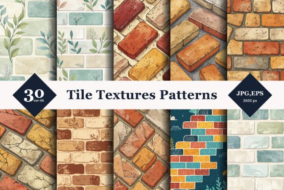 Brick Tile Texture Seamless Patterns 5