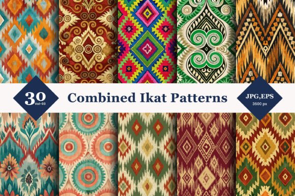 Combined Ikat Seamless Patterns 03: Elevating Textile and Digital Design
