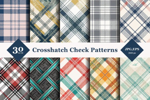Crosshatch Check Seamless Patterns 02