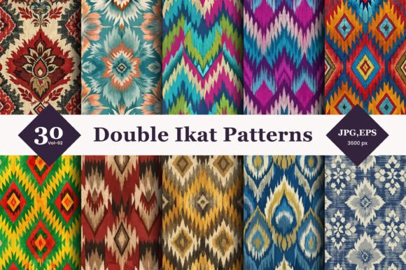 Double Ikat Seamless Patterns 02