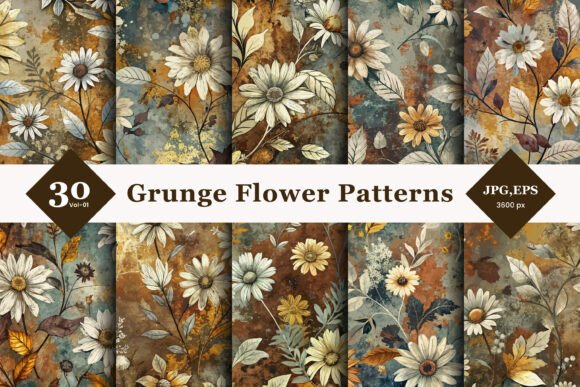 Evaluating Grunge Flower Seamless Patterns 01 for Creative Projects