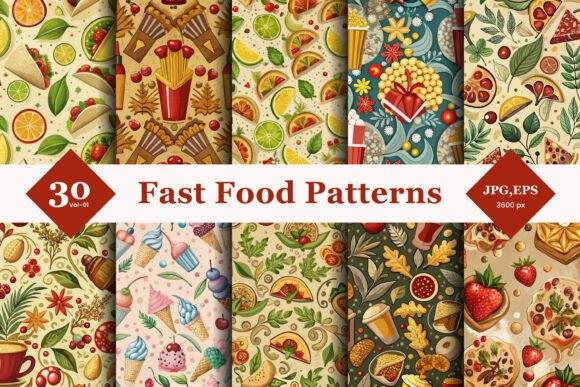Fast Food Seamless Patterns 01: Elevating Brand Identity with Playful Visual Assets