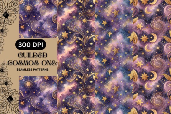 Gilded Cosmos One Seamless Patterns