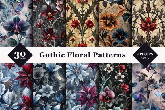 Gothic Floral Seamless Patterns 05: A Deep Dive into Dark Elegance