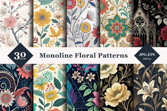 Monoline Floral Seamless Patterns 06: A Practical Review for Modern Designers