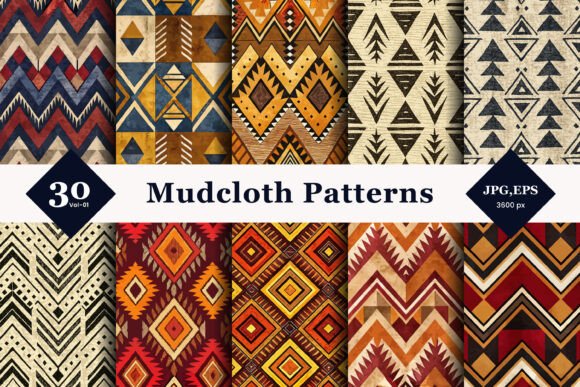 Mudcloth Style Seamless Patterns 01