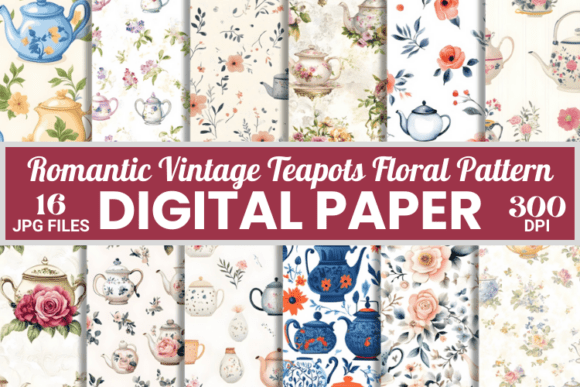 Romantic Vintage Teapots Floral Patterns: A Strategic Asset for Digital Design and Brand Positioning