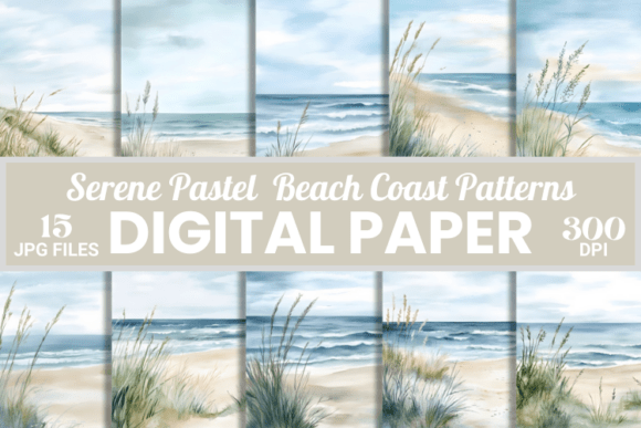 Serene Ocean Pastel Beach Coast Patterns for Creative Projects