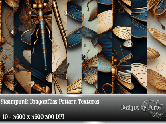 Steampunk Dragonflies Patterns and AI-Generated Textures: A Creative Fusion of Vintage and Futuristic Design