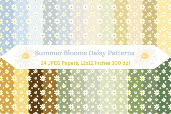Summer Blooms Daisy Patterns: Elevating Digital and Print Design with Hand-Crafted Floral Artistry