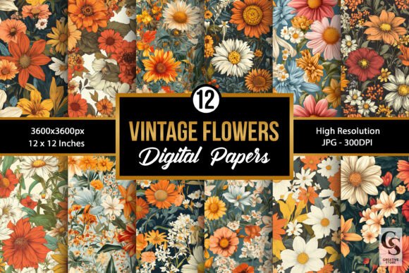 Vintage Flowers Garden Seamless Patterns